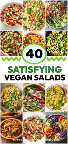 the top ten vegan salads with text overlay that reads 40 delicious and tasty