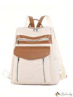 BirdinBag - Versatile Two-Tone Backpack for Students: Ideal for College, High School, and Outdoor Adventures Casual White Leather Backpack With Zipper, Plaid Bag, Classic Backpack, Outdoor Adventures, Outdoors Adventure, Two Tone, High School, Backpacks, Zipper