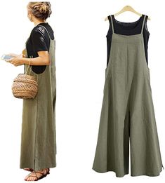 PRICES MAY VARY. 100%棉麻 中国制造 Hand Wash Only Wide Leg Pants Plus Size, Jumpsuits Casual, Womens Jumpsuits Casual, Tank Jumpsuit, Lace Jumpsuit, Long Romper, Overalls Pants, Bib Overalls, Striped Jumpsuit