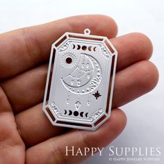 Moon phase Stainless Steel Charm is perfect for DIY Geometry Jewelry, Stainless Necklace and Earrings. a) Quantity: 1/4/10 pieces b) Size: About 28x43mm c) Material: Stainless Steel (Thick & Strong) d) Nickel Free, Lead Free & Cadmium Free  All Same Series Preview   https://www.etsy.com/hk-en/shop/happysupplies/search?search_query=Stainless+Steel+Charm -------------------------------------------------  How to Make New Design   ------------------------------------------------- Please check Last Image for example, and all related jewelry findings, please order from below link. https://www.etsy.com/hk-en/shop/happysupplies/search?search_query=Exclusive+findings ------------------------------------------------------  Welding Ring / Earring Service   -------------------------------------------- Geometry Jewelry, Necklace And Earrings, Steel Jewelry, Moon Phases, Stainless Steel Jewelry, Diy Necklace, Jewelry Findings, Jewelry Supplies, Crescent