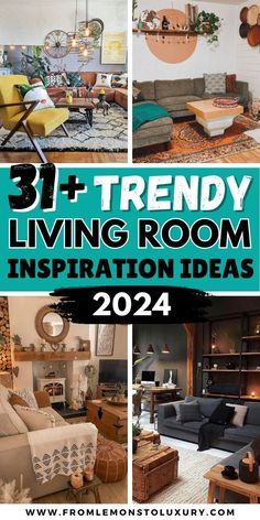 a collage of photos with the words, trendy living room inspirations 2014