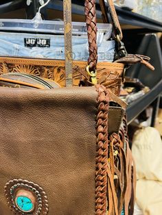 48” braided leather strap, 10x10x4” purse with 10” fringe. Lined with pockets inside and out! Western Vibes, Gift Boutique, Braided Leather, Chanel Boy Bag, Inside Pocket, Sale Items, Leather Straps, Braids, Gift Card