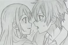 a drawing of two people kissing each other