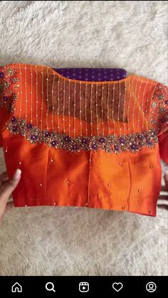 Back Open Maggam Work Blouse Designs, Cutwork Blouse Designs Boat Neck, Boat Neck Work Blouse Designs, Net Blouse Designs Latest Boat Neck, Sreemantham Sarees, Cold Shoulder Blouse Designs, Work Blouse Designs, Maggam Blouse