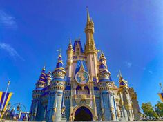 the castle is blue and yellow with gold trim