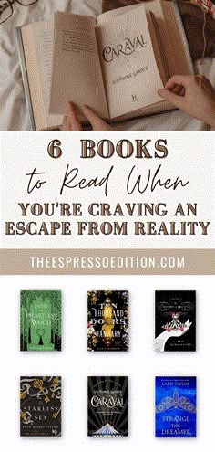 an open book with the title 6 books to read when you're growing an escape from reality