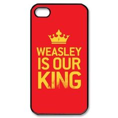 a red and yellow poster with the words weasely is our king