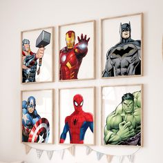 Superhero Wall Art , Set of 6 Prints, Superhero Prints for Little Boys Bedroom, Superhero Wall Print, Boys Room Decor, Digital Download - Etsy Avengers Storage Cube, Superhero Kids Room Target, Marvel Kids Bedroom Walls, Marvel Kids Room Target, Superhero Bedroom Furniture, Dinosaur And Marvel Bedroom, Marvel Themed Room Target, Super Hero Room With Loft Bed, Adult Marvel Themed Bedroom