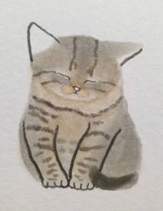 a drawing of a cat with its eyes closed