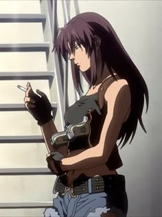 Black Lagoon, An Anime, Anime Character, Black Hair, Cell Phone, Gif, Hair, Anime, Black