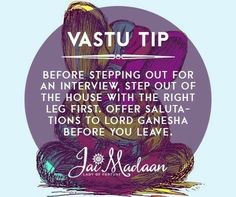 a purple circle with the words vasitu tip before stepping out for an interview, step out of the house with the right leg first,