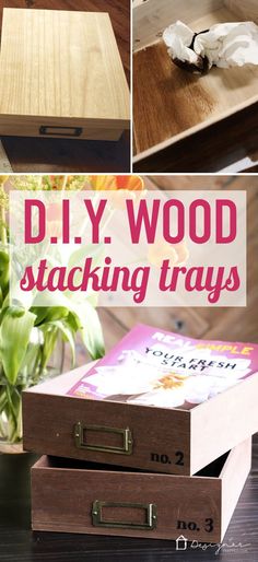 diy wood stacking trays with text overlay