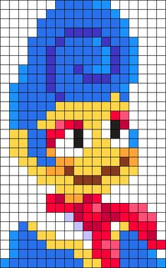 the pixel art is made with different colors and shapes