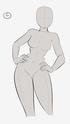 a drawing of a woman standing with her hands on her hips