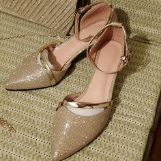 Gold Glittering Low 2" Heels Sz 11 Never Worn! Weddings, Prom, Dance, Any Special Event. Event Shoes, Jjs House, Prom Dance, Size 11 Heels, House Shoes, Gold Glitter, Special Event, Special Events, Shoes Women Heels