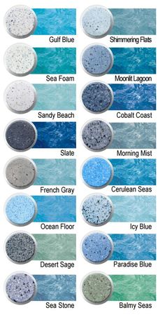 the different colors of sand and water in various shapes, sizes, and textures for painting