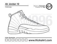 Sneakers Vector, Sticker Sketch, Blue Bedrooms, Jordan 12s, 12 Tattoos, Sneakers Box