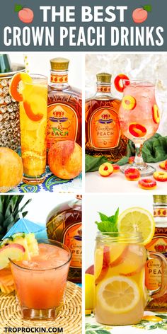 Peach Crown Royal Driks Peach Crown Royal Cocktail Recipes, Mixed Drinks With Crown Peach, Crown Royal Peach Tea, Crown Royal Punch Drink Recipes, Drinks Made With Peach Crown Royal, Peach Drink Recipes Alcoholic, Crown Peach Mixed Drinks, Princess Peach Drink, Mixed Drinks With Crown Apple