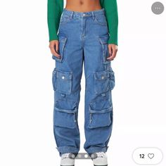 The Kript Blue Pixley Jeans Size: L (29 X 33). Sold Out Everywhere. New With Tags, Too Big For Me But They’re So Cute And Comfy. Never Worn Baggy Cargos, Baggy Cargo Pants, Models Off Duty, Cargo Jeans, Denim Pant, Bottoms Pants, Cargo Pants, Womens Bottoms, Jeans Size