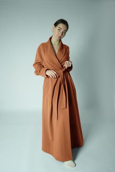 All my robes - https://www.etsy.com/shop/HBStyleEU Beautiful, well made robe that is so soft and luxurious.  With large pockets and long sleeves. Made of very soft and pleasant to the body jersey. On the wrong side has a down. It is really warm and cozy. It absorbs moisture well and dries quickly. Perfect gift for your loved ones. - 95% organic cotton, 5% elastan . Knitwear has certificates GOTS and Oeko-Tex. - 100% Handmade, cut and sewn with all care and on good equipment to order in our studio. - Standard length robe 56" / 142cm (but if you need shorter or longer, please write in the personalization).  - Standard sleeve length with turned-up cuff from neck +- : S - 30,5"/ 77,5cm, M - 30,7"/ 78cm, L - 31"/ 79cm, XL - 31,5"/ 80cm (but if you need shorter or longer, please write in the per Comfy Robes For Women, Women’s Robe, Long Robes For Women, Wool Robe, Floor Length Robe, Cashmere Robe, Winter Robes, Full Length Robe, Bath Robes For Women