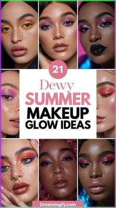 Summer Makeup Glow, Dewy Summer Makeup, Summer Makeup Ideas, Bronzer Makeup, Dewy Makeup, Gothic Makeup, Fresh Skin, Summer Glow, Diy Makeup