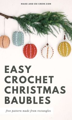 Make your holiday decor special with this crochet Christmas ornaments pattern from Make and Do Crew. These DIY Christmas ornaments are quick, easy, and perfect for beginners. Customize with pony beads for a boho, colorful, or monochrome look. This fast crochet project is made from a rectangle and these ornaments are ideal for adding handmade charm to your tree. Visit our blog and find more free Christmas crochet patterns and holiday decor ideas today. - Christmas Crochet Ideas