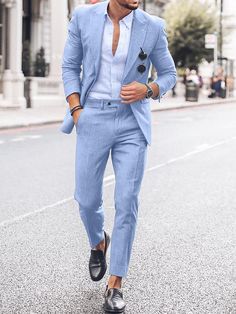 Men Linen Suits, Blue Prom Suit, Linen Suit Men, Sky Blue Suit, Linen Suits For Men, Summer Wedding Suits