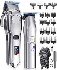 PRICES MAY VARY. Professional Hair Clipper and Trimmer Set-- The large hair clipper can be used to shave both hair and beard, while the small trimmer is equipped with a T-shaped blade for zero-gap trimming of sideburns and edges around the ears. You can easily get the haircut you want at home, just like in a hair barbershop Close Cutting Trimmer:--The zero gapped T-blade design of the steel precision trimmer makes it easy to trim hair, beard, face, sideburns, and edges around the ears and body h Hair Clippers For Men, Trim Hair, Mens Hair Clippers, Barber Clippers, Purple Shampoo And Conditioner, Jack Rose, Shampoo And Conditioner Set, Hair Removal Device, Hair Removal Permanent