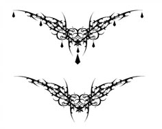 two black and white designs with drops