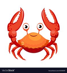 cartoon crab with eyes and claws on white background