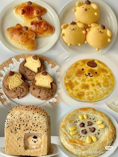 there are many different types of pastries on the plates