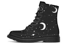 Dark Academia Dresses, Boots Moon, Moon And Stars Design, Long Tee Shirts, Festival Shoes, Vegan Leather Boots, Gym Backpack, Stars Design, In The Moon