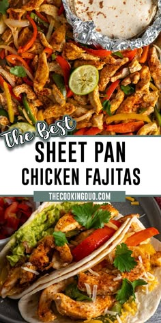 the best sheet pan chicken fajitas recipe is so easy and quick to make