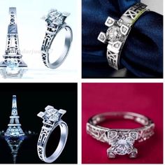 New, Available In #6,7,8 Ladies Diamond Rings, Paris Eiffel Tower, Ring Color, Cz Ring, 925 Jewelry, White Sapphire, Style Jewelry, Gold Plated Jewelry, Womens Jewelry Rings