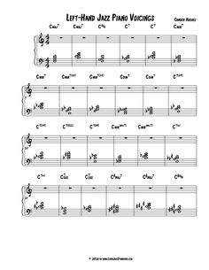 sheet music with the words left - hand jazz piano voicings