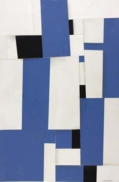 an abstract painting with black and white squares