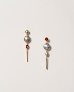 Act 2. Earrings 3 | Mociun Elegant Jewelry With Garnet Natural Stones, Elegant Jewelry With Garnet And Natural Stones, Elegant Garnet Jewelry With Natural Stones, Sea Of Cortez, Mabe Pearl, 2 Earrings, Mismatched Earrings, Wedding Party Jewelry, Band Jewelry