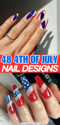 4th of July nail designs, July 4th nail ideas 2024, 4th of July nails Simple Fourth Of July Nails 2024, 4th Of July Nail Designs, July Nail Designs, 4th Place F July Nails, Mail Designs