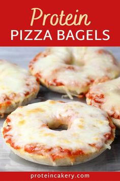 homemade frozen pizza bagels with cheese and sauce on them are ready to be eaten