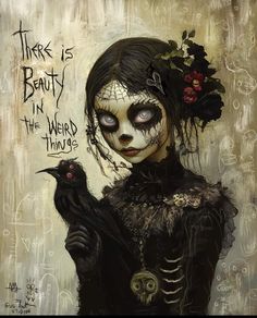 there is beauty in the weird things art print on canvas by artist cathlra