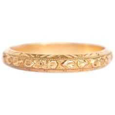 Item Details: Ring Size: 5.5 Metal Type: 14 Karat Yellow Gold Weight: 2.1 grams Finger to Top Measurement: 1.74mm Wedding Ban, 1940s Wedding, 70s Wedding, Wedding Band Engraving, Perfect Teeth, Rings Luxury, Art Deco Wedding Rings, Band Art, Yellow Gold Wedding Band