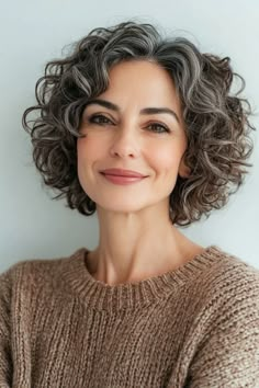 Short Curly Hairstyles Blonde, Natural Gray Curly Hair, Bob With Perm, Mushroom Curly Hair, Short Curly Bobs For Fine Hair Over 50, Grey Highlights On Curly Hair, Short Salt And Pepper Hair Over 50, Blond Short Curly Hair, Woman Hair Styles