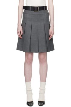 Fax Copy Express: Gray Pleated Midi Skirt | SSENSE Grey Pleat Skirt Outfit, Elegant Wool Pleated Skirt For Work, Workwear Short Skirt With Accordion Pleats, Short Workwear Skirt With Accordion Pleats, Fitted Pleated Skirt With Box Pleat For Work, Fitted Pleated Skirt For Work, Accordion Pleats Short Skirt For Work, Fitted Office Skirt With Box Pleat, Fitted Workwear Skirt With Box Pleat