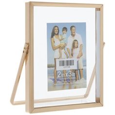 a wooden frame with a barcode photo on the front and bottom, hanging on a wall