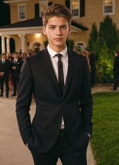 prom looks for guys, prom men, black suit, suit, 1920s, all black prom outfit men, prom outfits for guys, men graduation outfit, male prom outfits, handsome boy, boy aeshtetic Graduation Suit Men Black, All Black Prom Outfit, Prom Outfit Men, Male Prom Outfits, Prom Looks For Guys, Prom Outfits Men, Guys Prom Outfit, Men Graduation Outfit