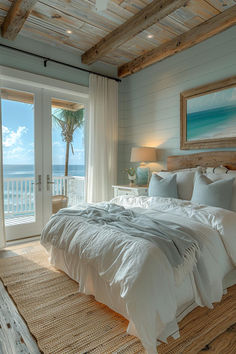 40 Stylish Aesthetic Bedroom Inspirations for Every Style Bedroom Inspirations Costal, Beach Bedroom Lighting, Minimalist Beach Bedroom Ideas, Modern Beach House Bedroom Decor, Cute Beach Bedroom, Seafoam Bedroom Ideas, Aesthetic Beach House Interior, Beach House Aesthetic Bedroom, Small Beach Bedroom Ideas