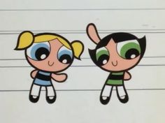 two cartoon characters standing next to each other in front of a whiteboard with an arrow pointing