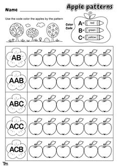 an apple pattern worksheet for preschool