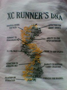 a t - shirt with the words xc runner's dna written on it