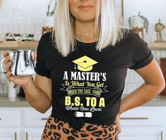 Masters degree t-shirt,Masters degree gift,Master Graduation shirt,Bachelors degree shirt,Goal digger shirt,Grad student,Next level gift https://etsy.me/349fSXd PRODUCT DESCRIPTION WARNING: Please be aware these shirts are unisex model, for women suggested 1 (or 2) size down. Please check the colors and sizes on the images! .: Retail fit .: 100% Soft cotton (fibre content may vary for different colors) .: Light fabric (4.2 oz/yd² (142 g/m .: Tear away label .: Runs true to size Machine wash: war Masters Degree Shirt Ideas, Getting A Masters Degree, Masters Degree Announcement, Master Graduation, Masters Degree Meme Funny, Masters Party, Degree Gift, Masters Graduation, Bachelors Degree